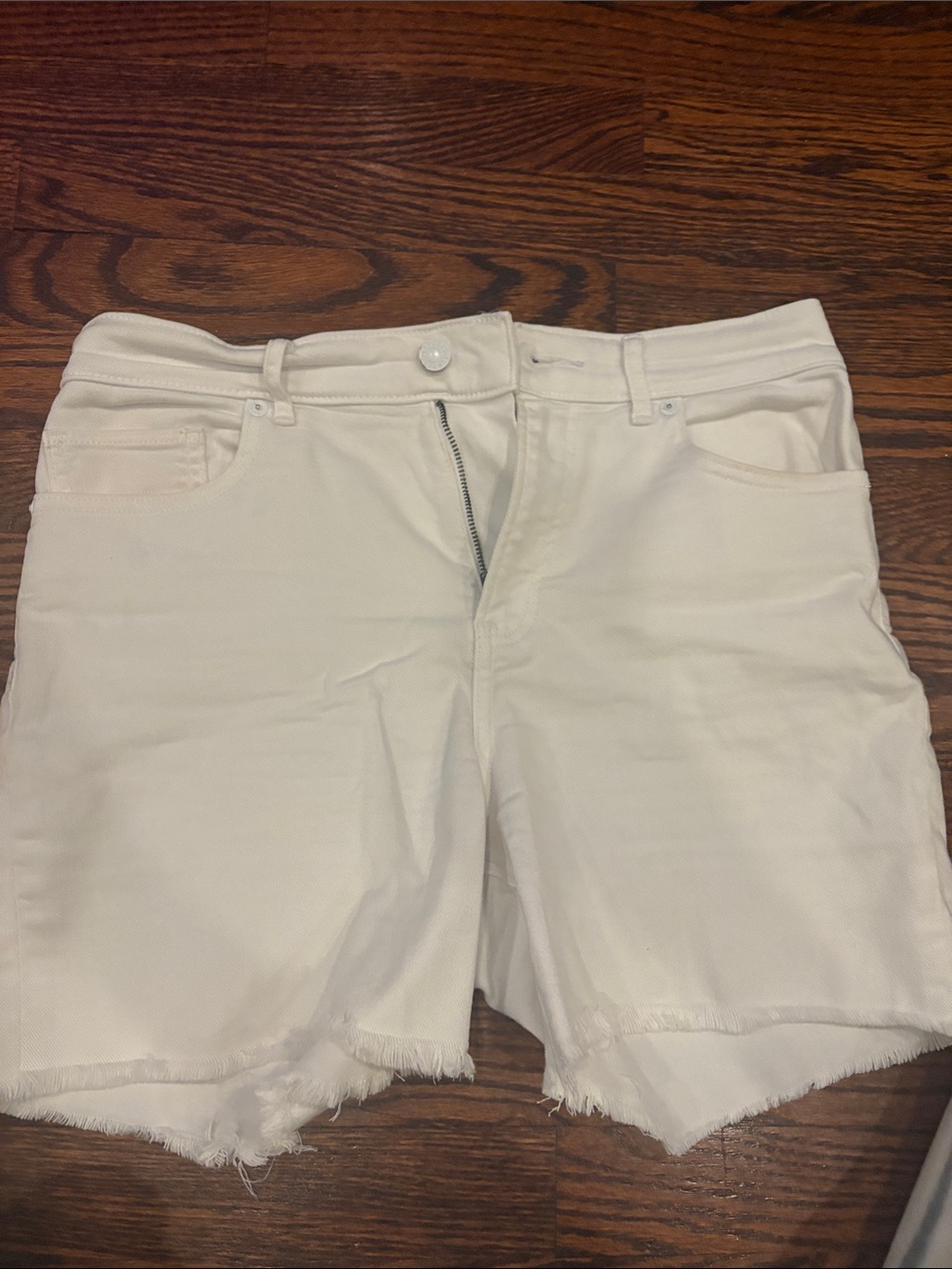 Express White Denim Shorts with Branded Waistband